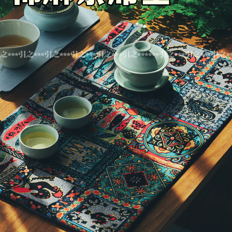 引之棉麻茶席垫布艺吸水茶巾茶布茶杯垫禅意茶桌垫布民族风茶桌布图片