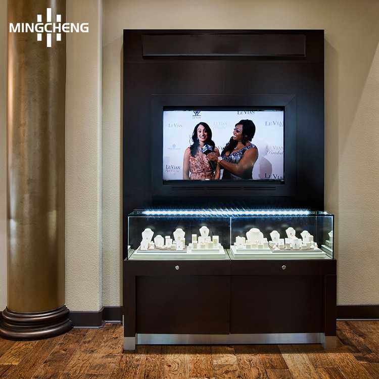 厂家直供高档珠宝展示柜带灯靠墙轻奢女士钻石手链珠宝首饰展示架