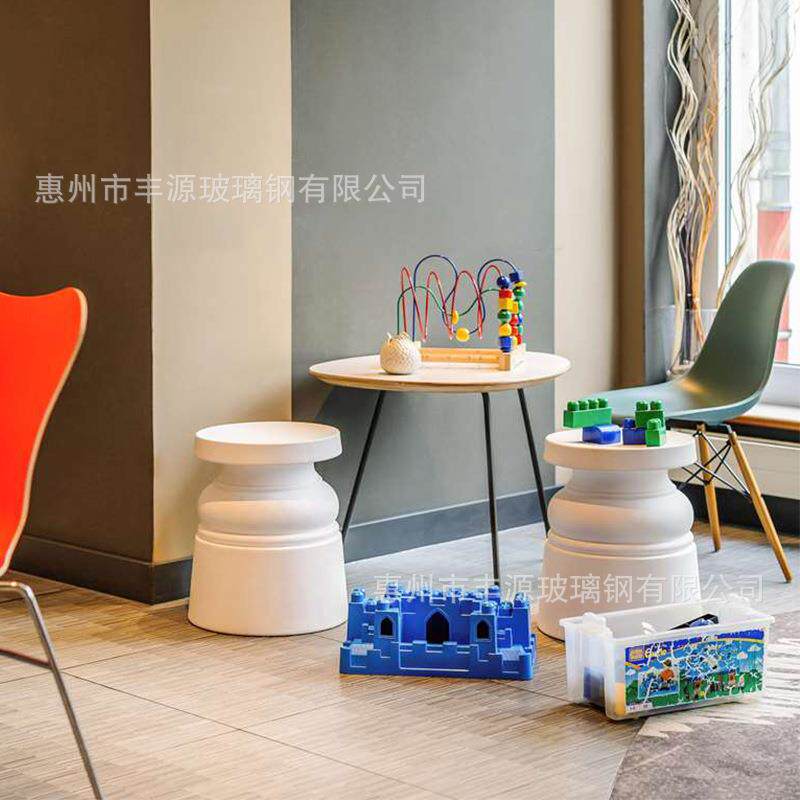 玻璃钢古董座椅户外酒店度假村民宿创意休闲象棋凳美陈圆弧形坐凳