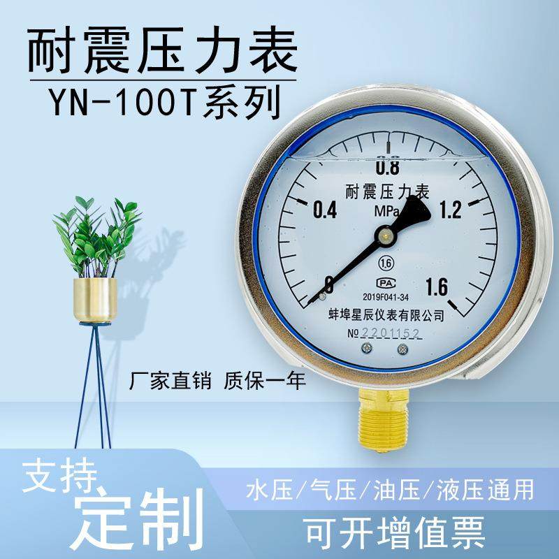YN100T耐震船用压力表充油防震耐振径向带边船用真空表YNC100T