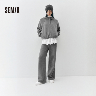 商场同款|森马套装女冬季抓绒卫衣屁帘卫裤2025新款运动风两件套