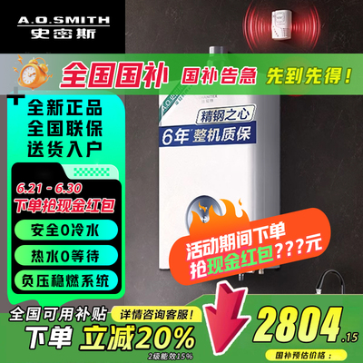 AO史密斯佳尼特零冷水燃气热水器16升TJ1天然气