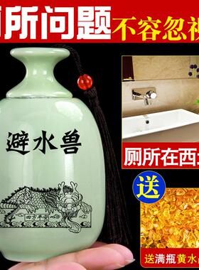 避水兽瓶摆件荷花鲤鱼图化妆室厕所在西北葫芦避水龙瓶厨房镇水兽