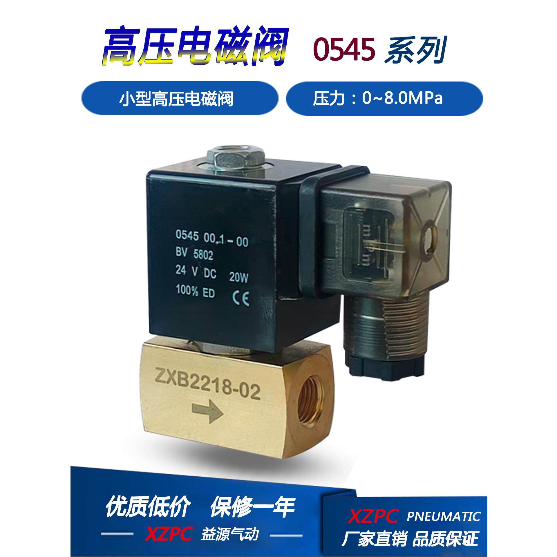 0545小型二位两通高压电磁阀常闭耐压8Mpa水阀气阀AC220VDC24V