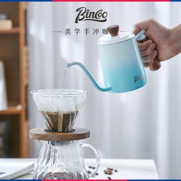 Bincoo手冲咖啡壶细嘴挂耳壶木柄不锈钢家用煮咖啡壶手磨咖啡机