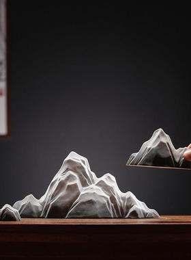 创意陶瓷假山小摆件微景观鱼缸造景玄关新中式茶桌装饰品禅意摆设