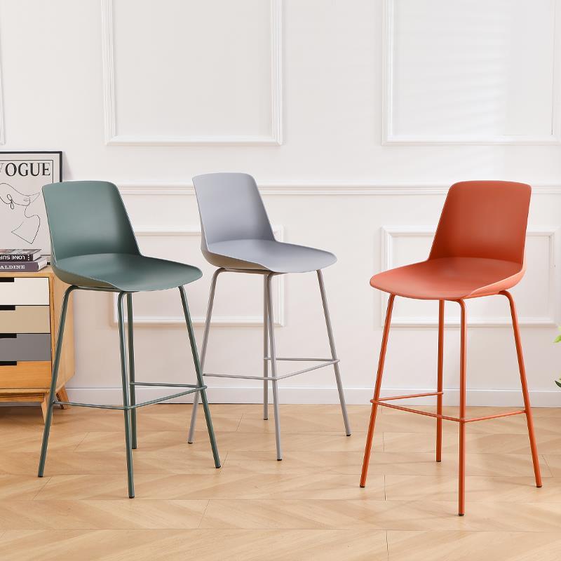 芃凡特北欧高脚凳酒吧椅前台吧台椅子凳子钢架靠背家用吧台高脚椅