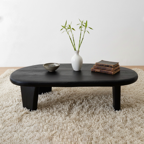 侘寂风实木茶几客厅不规则日式原木复古现代简约设计师款茶台矮桌