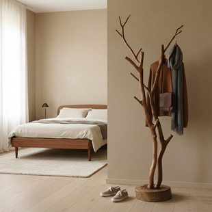 复古实木衣帽架干树枝北欧简约原木服装店挂衣架卧室室内装饰摆件
