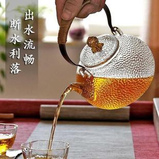 提梁壶加厚耐热沸水壶电陶炉专用家用泡茶壶锤纹 煮茶壶 玻璃茶壶