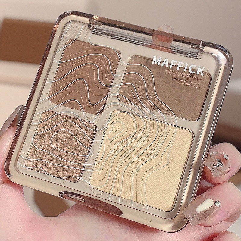 MAFFICK四色修容盘高光修容一体盘哑光提亮闪粉高光眼影修容盘