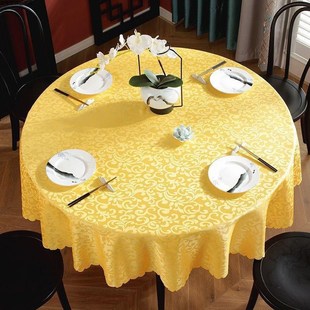 双钩花台布大圆桌圆形布艺饭店家用喜庆酒红色桌垫 酒店餐桌布欧式