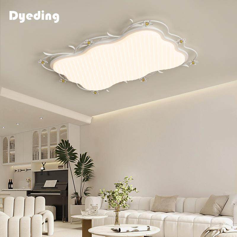 法式奶油风客厅灯简约现代北欧轻奢长方形卧室灯三室两厅吸顶灯具