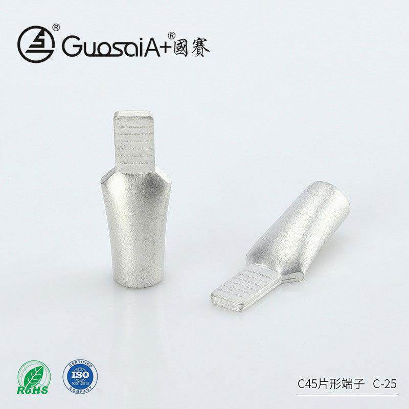 供应接线端子紫铜镀锡C45系列铜管片形端子C-25鸭嘴型冷压端子