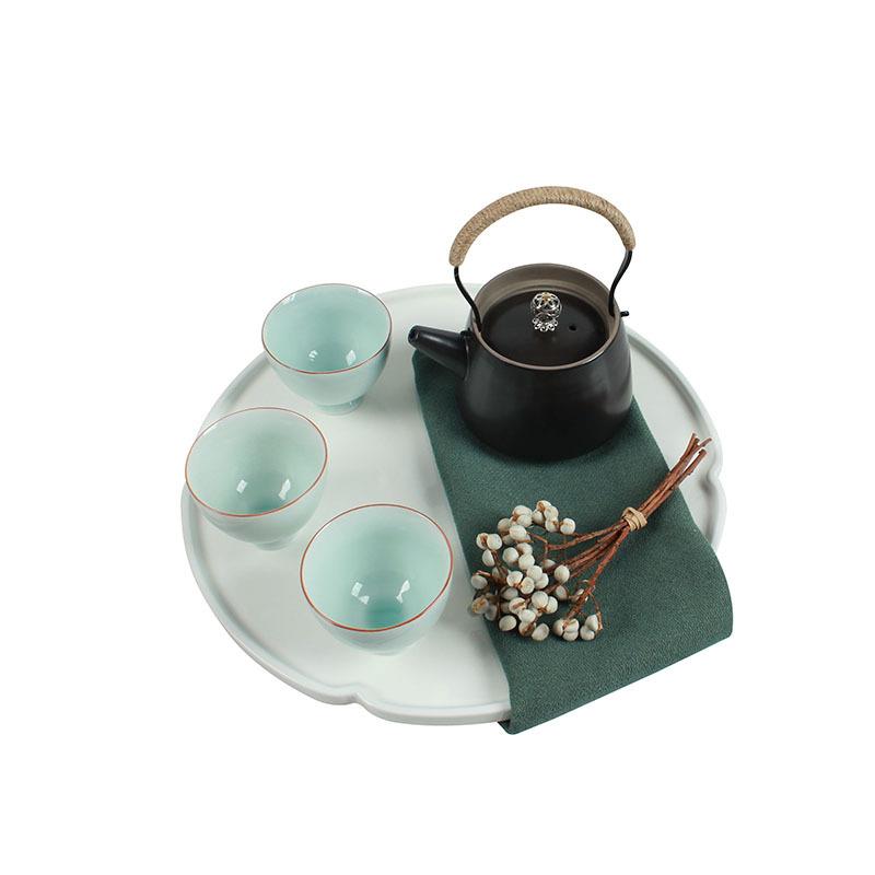 新中式茶具套装样板房样板间软装配套茶几摆设书房餐桌陶瓷茶具