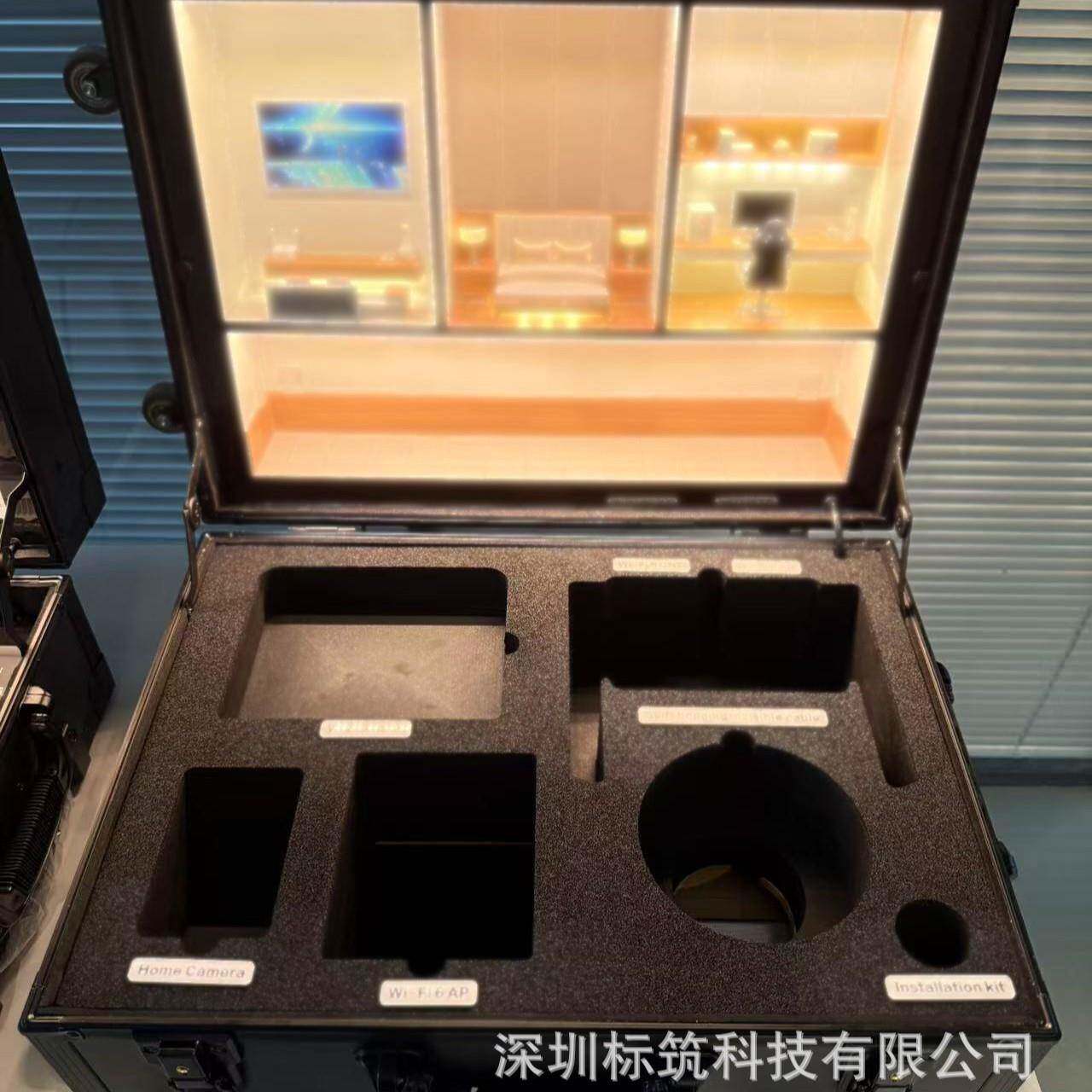 家庭网络展箱黑色拉杆展示箱模型铝合金边框EVA内衬装置