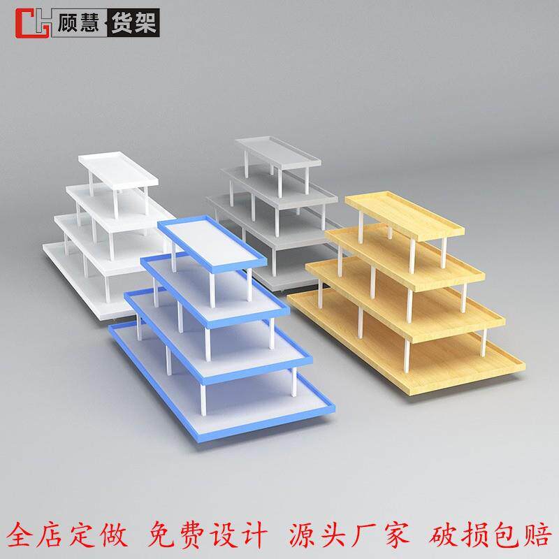 3元店10元店货架四层流水台促销台中岛台饰品店展示架文具店货架