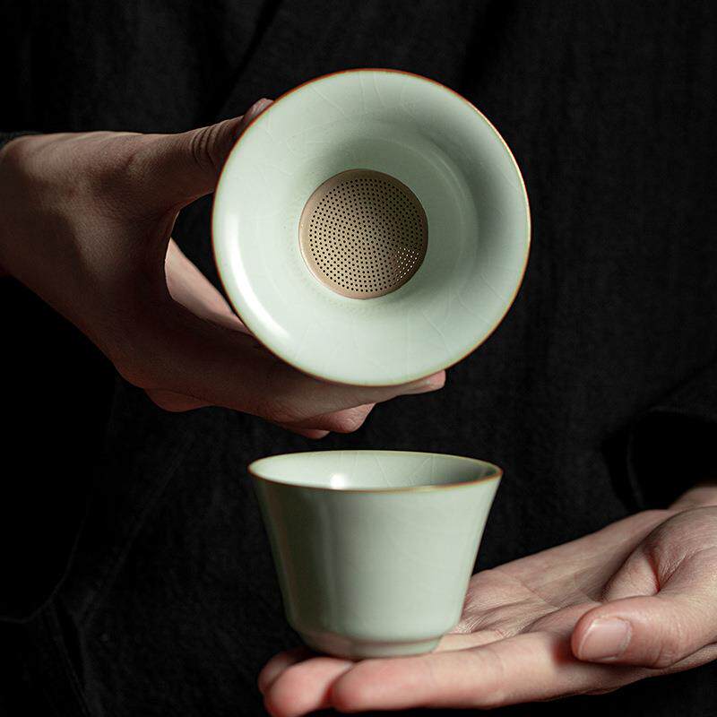 汝州新款汝瓷家用茶具一体式茶器过滤器简约汝窑高奢配件汝瓷茶滤