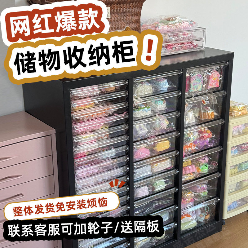 大容量透明捏捏展示柜多层抽屉式饰品储物收纳柜a4文件柜