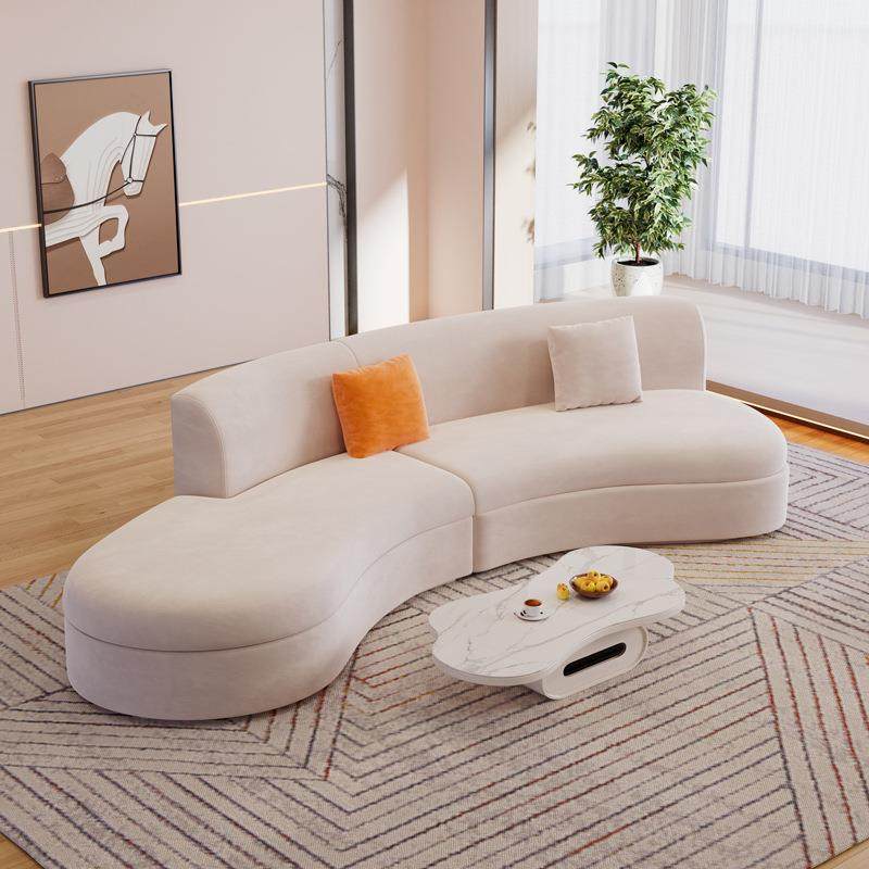 法式奶油风弧形沙发香蕉形磨砂布客厅简约时尚网红沙发高级设计师