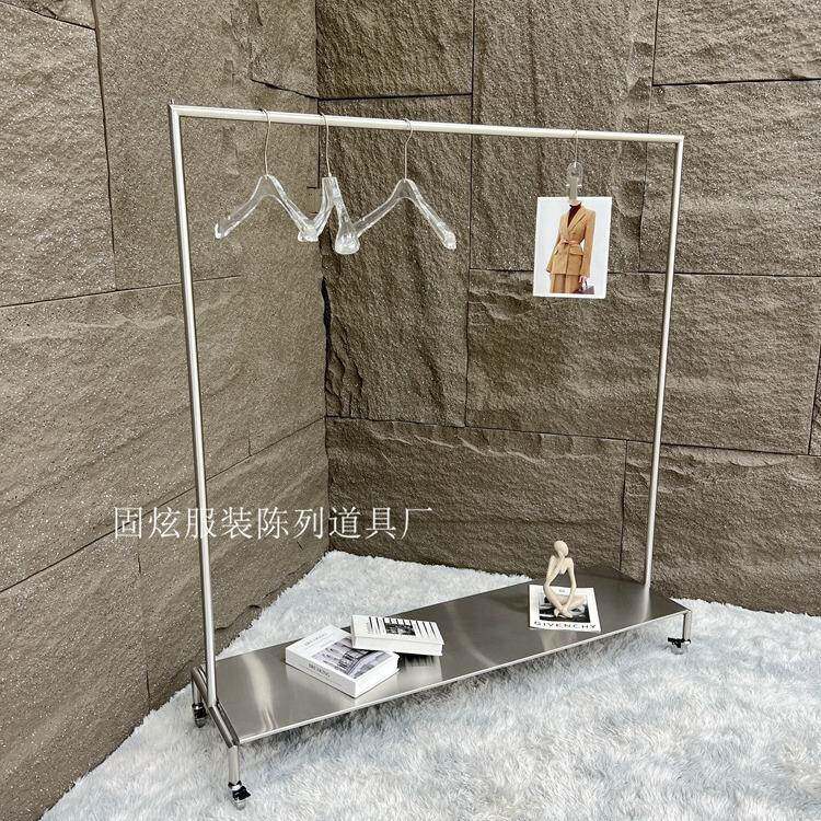 服装店展示架男女装不锈钢挂衣架落地式可移动中岛架陈列架轮子架
