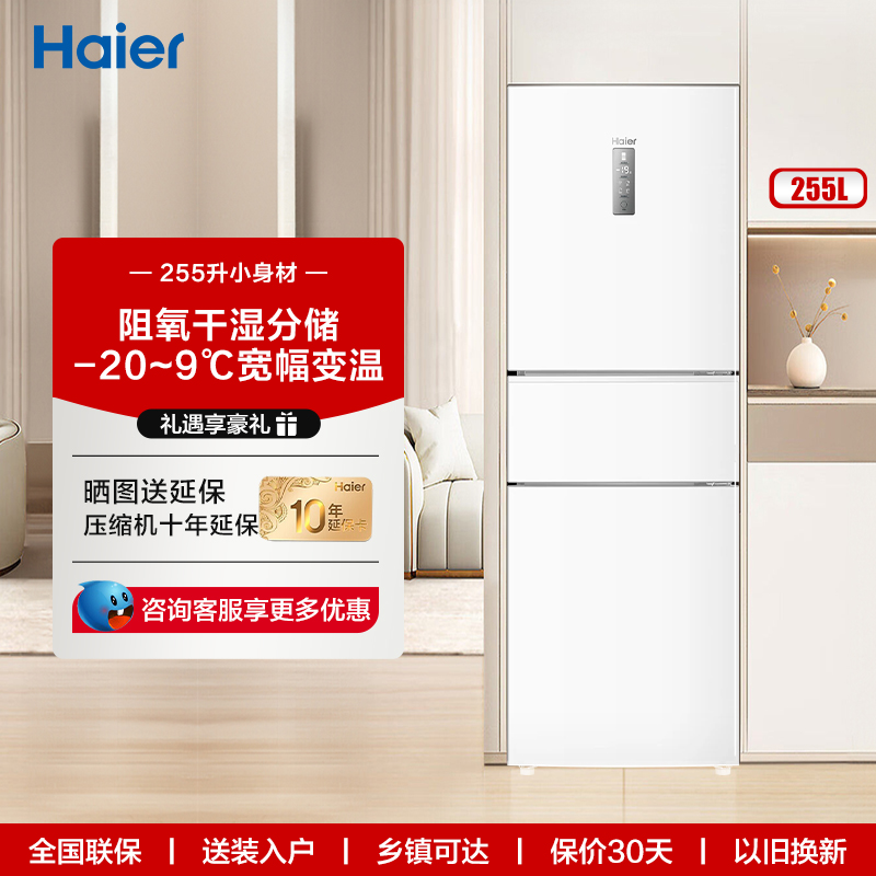 海尔255L家用冰箱变频小型出租房