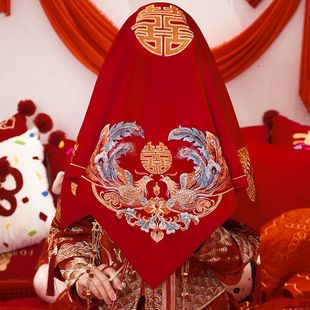配秀禾的盖头结婚红盖头中式新款秀禾服新娘刺绣绸缎高档古风出嫁