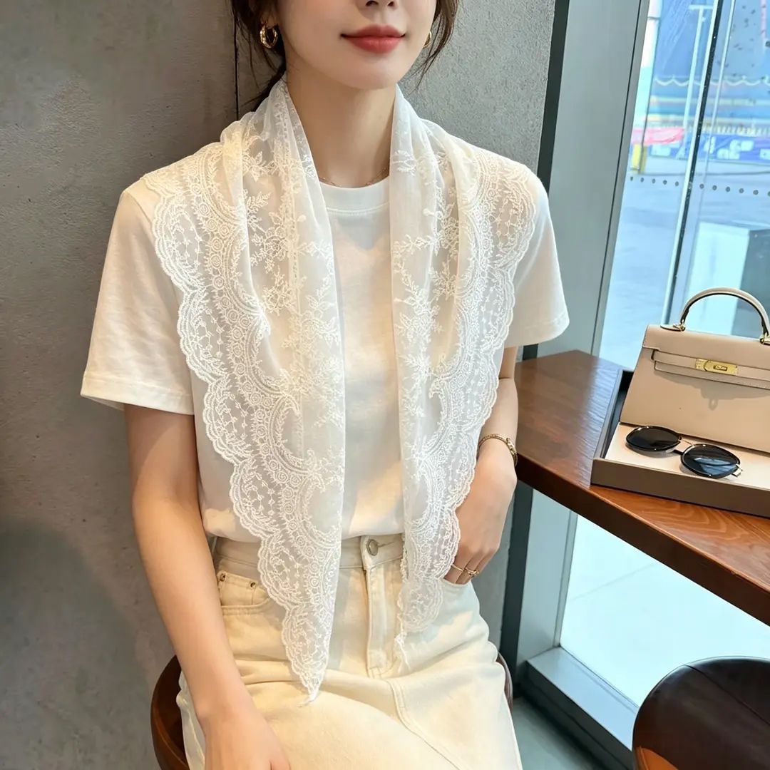 丝巾装饰蕾丝黑纱披肩手腕百搭时围巾/丝巾/披肩