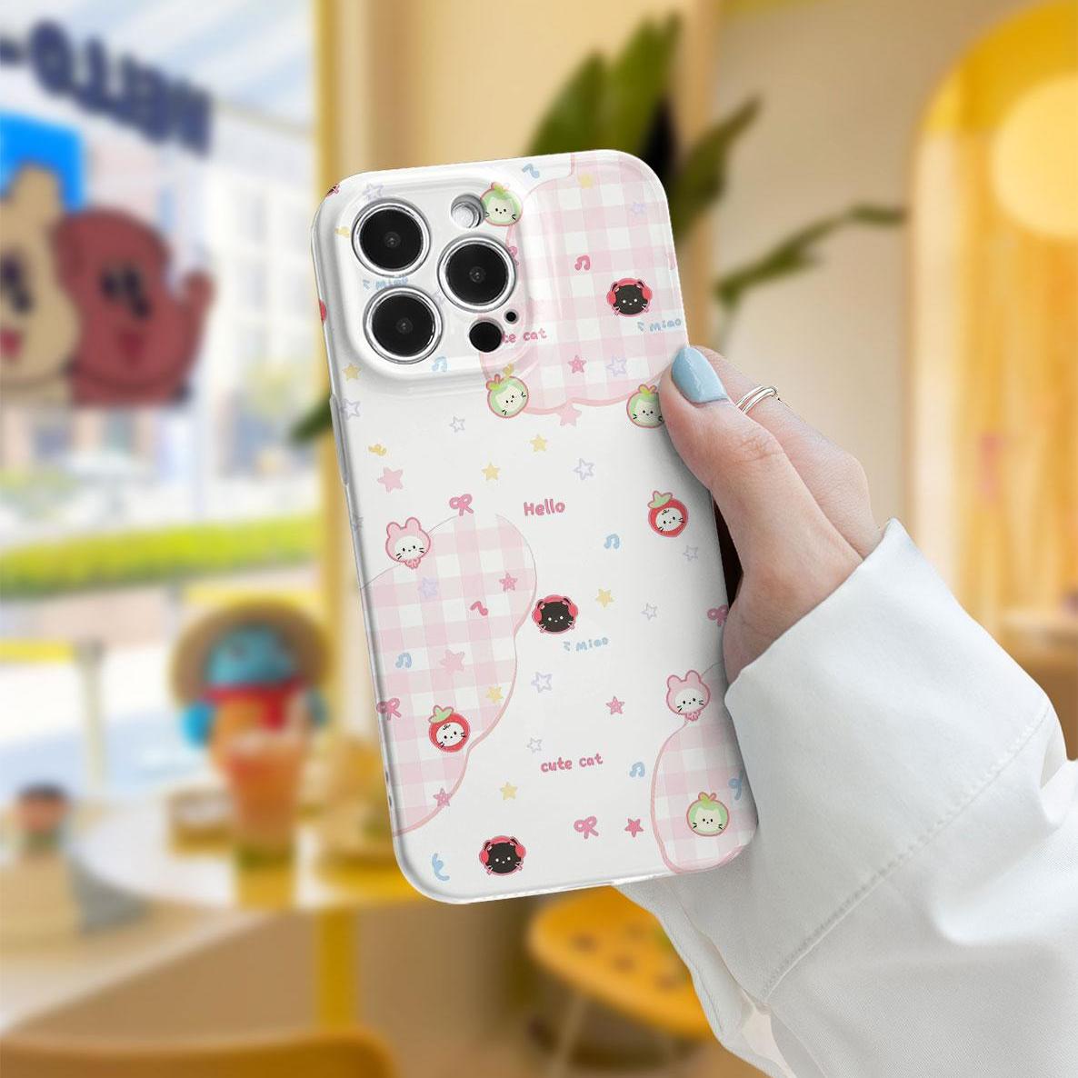 ins耳机黑猫适用苹果17手机壳华为MATE70卡通红米可爱VIVOX200清新荣耀400三星IQOO菲林OPPORENO14小米15套