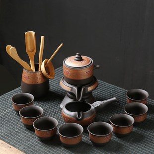 办公室冲茶器 紫砂家用懒人石磨泡茶壶半自动茶具客厅功夫茶杯套装