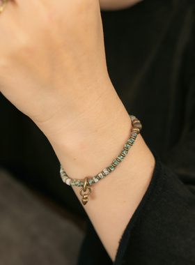 复古民族风百搭单圈小珠子手錬男生 可单戴可叠戴手串个性饰品女