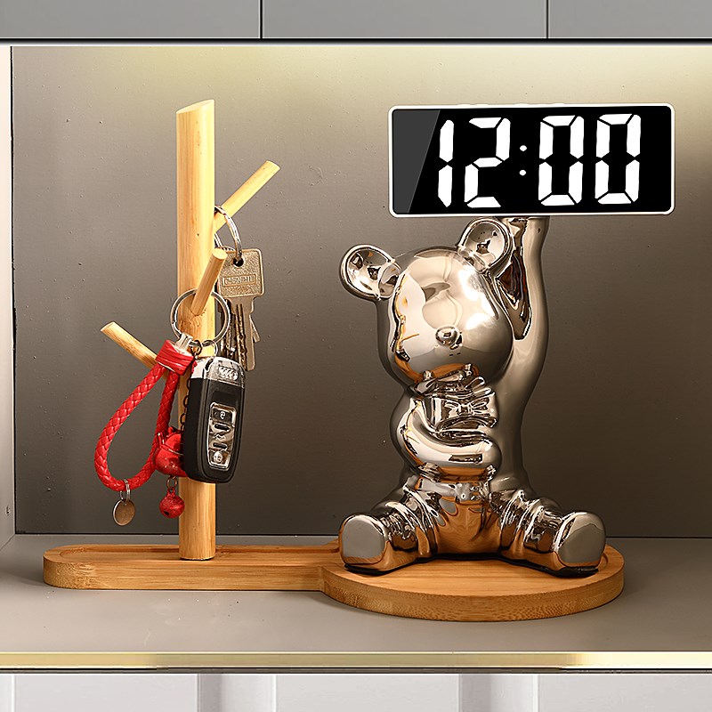 轻奢暴力熊入户玄关鞋柜钥匙收纳摆件家居K客厅桌面装饰品乔迁礼