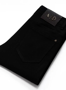 蓝盛轻奢严选三本针秋冬季g纯黑不掉色男士合体直筒百搭弹力牛仔