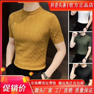 短袖 2025夏B季 FZ轻奢服饰精品条纹男士 t恤爆款 上衣 薄款 针织透气款