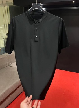 凯登鹿轻奢男士潮流加绒加厚秋冬新款时尚百E搭立领短袖T恤9905