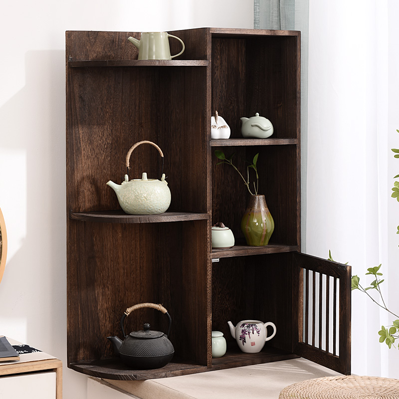 实木茶杯茶壶收纳架博古架中式茶柜茶叶柜多宝阁茶架茶具架置物架