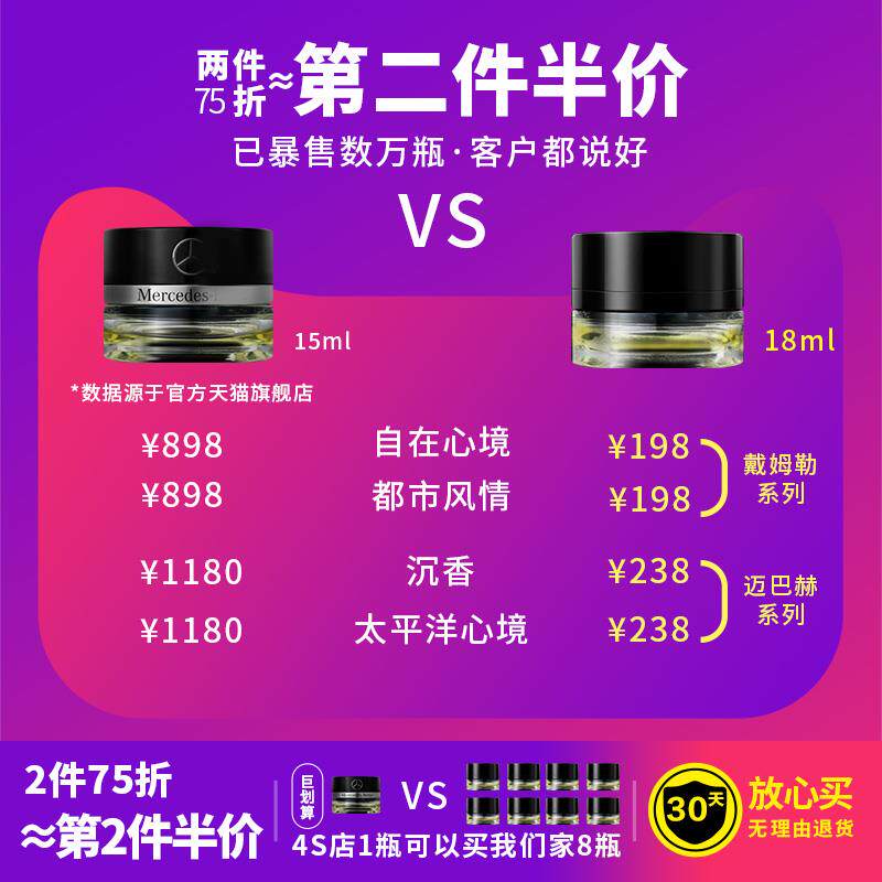 适用于奔驰香水原厂车载香薰香氛系统补充液es级迈巴赫负离子