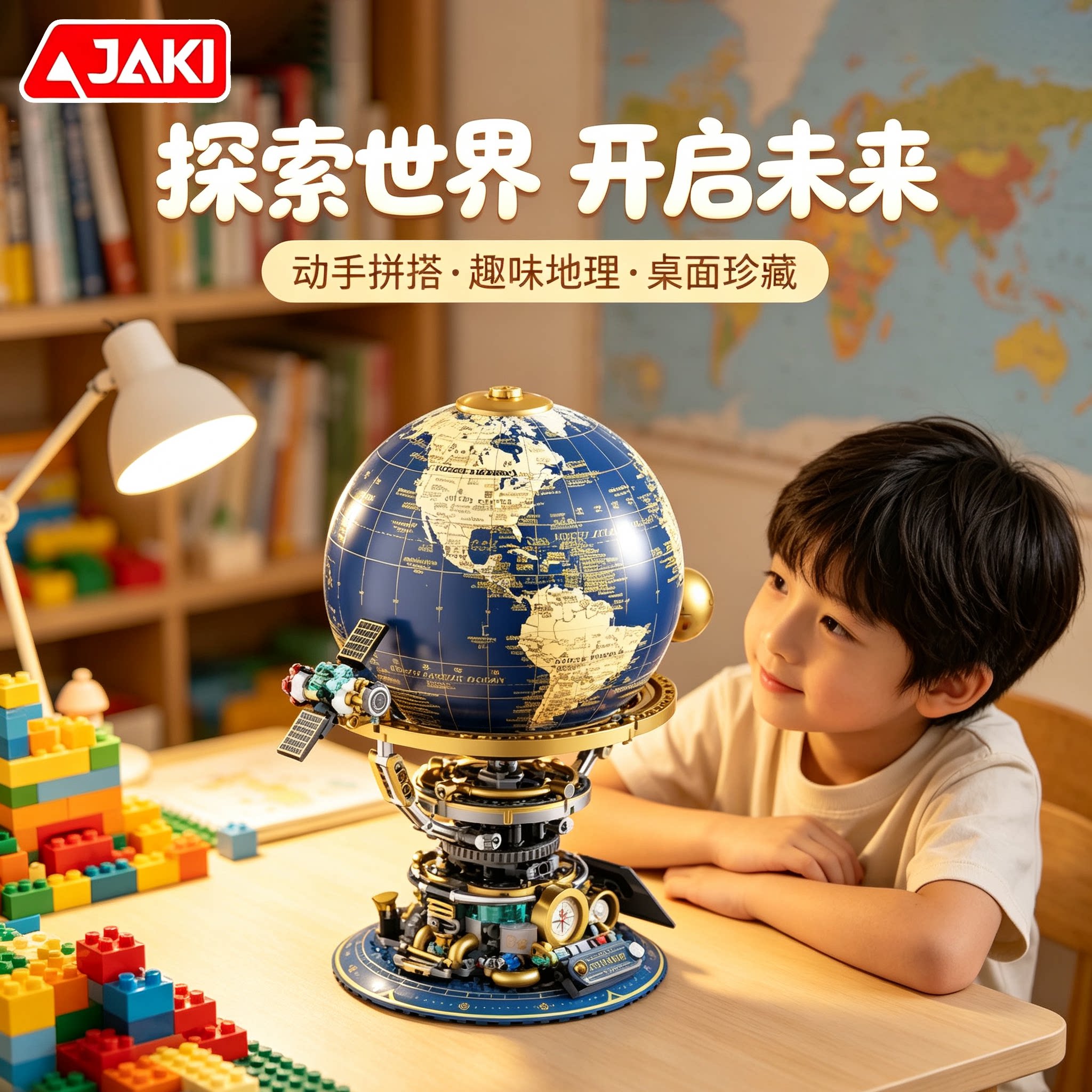 JAKI穹宇之轴复古蒸汽地球仪积木