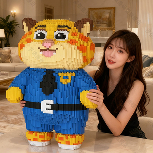 超大豹子警官积木拼图疯狂益智拼装动物城玩具巨大型男女孩礼物