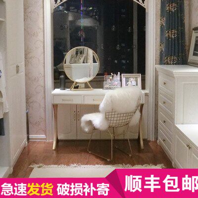 创意个性铁艺梳妆台化妆镜子复古梳妆镜公主化妆桌坐立化妆梳妆台