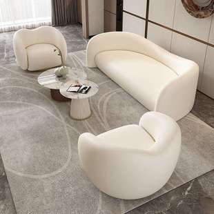 店美容院轻奢网红弧形沙发组合 北欧布艺沙发客厅家用桌椅组合服装