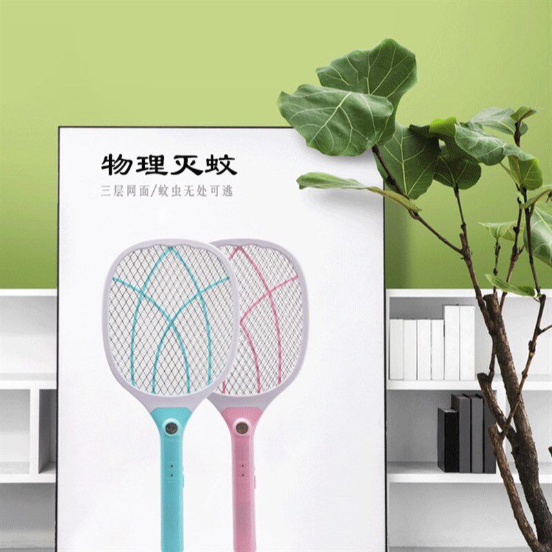 家用带LED照明灯多功能灭蚊器直插充电式电蚊拍手持电击式电蚊拍