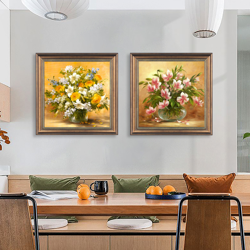 美式花卉墙面装饰画单幅挂画餐厅壁画欧式走廊客厅背景墙艺术油画图片