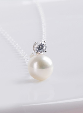 999素银项链天然珍珠吊坠毛衣链子百搭气质女款首饰锁骨链送礼盒