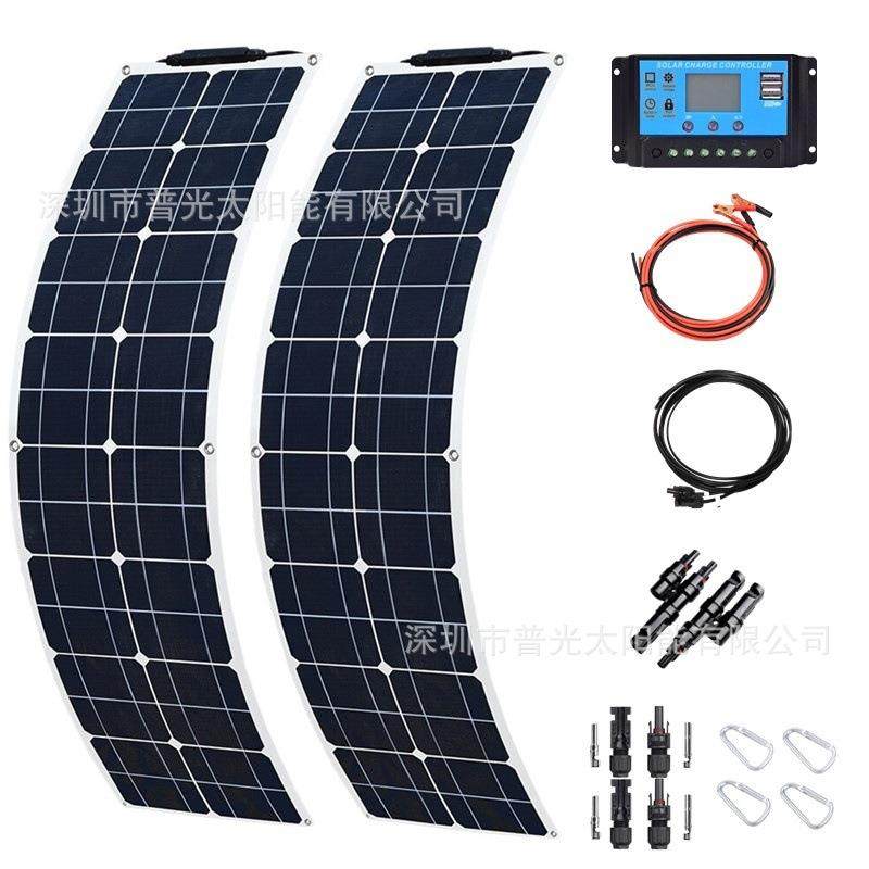 跨境爆款太阳能板100W单晶柔性房车游艇太阳能板充电板户外便携