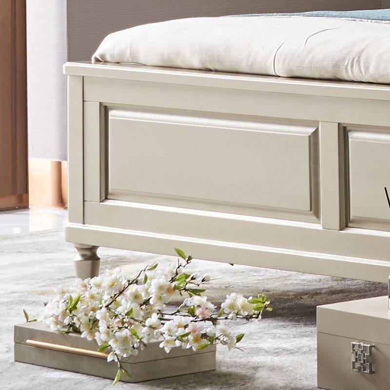 威灵顿 美式布艺床主卧香槟色实木双人床1.5米婚床公主床A602-60