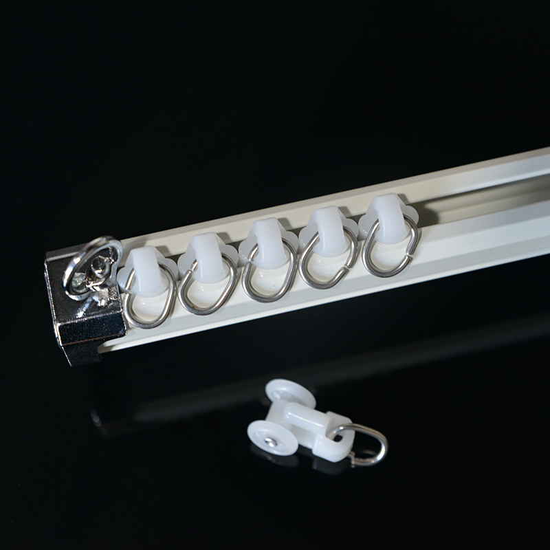 烤漆加厚铝合金窗帘轨道直轨纳米滑轨单双轨导轨升级版直轨道-3