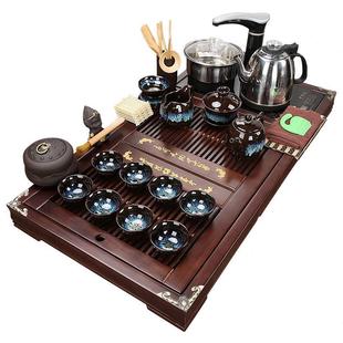家用全自动上水烧水壶一体整套功夫茶台简约茶海 实木茶盘茶具套装