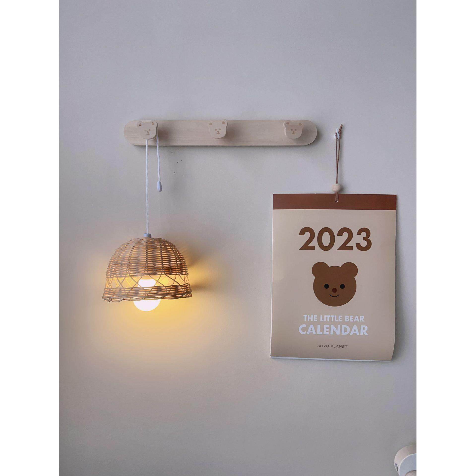 ins北欧风儿童房藤编吊灯民宿真藤编织装饰宝宝帐篷灯罩摄影道具