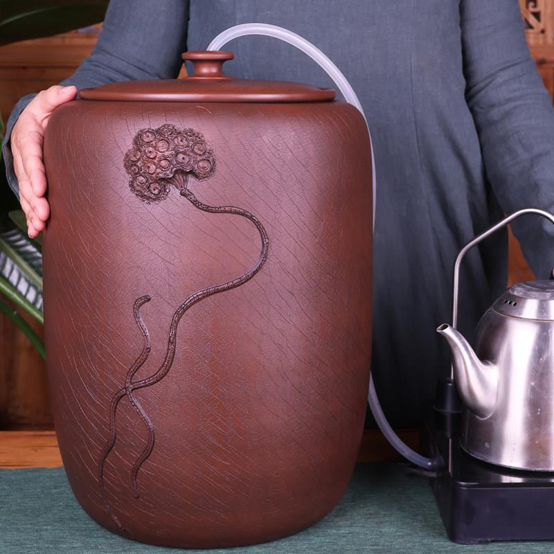 建水紫陶老式陶瓷大水缸家用茶道储水用抽水缸水桶净水桶茶台泡茶